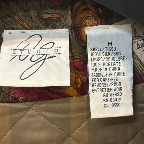 Vintage Silk Bomber Jacket Removable Shoulder Pads Women's Size Medium - Picture 4 of 15